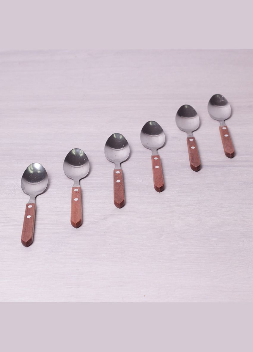 Набір столових ложок 6 шт з нержавіючої сталі з дерев'яними ручками Kamille (303211800)