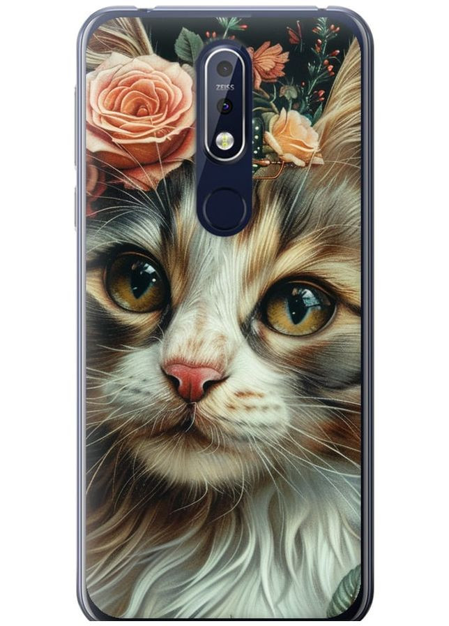 Силіконовий чохол 'Cats and flowers' для Endorphone Nokia 7.1 (287272051)