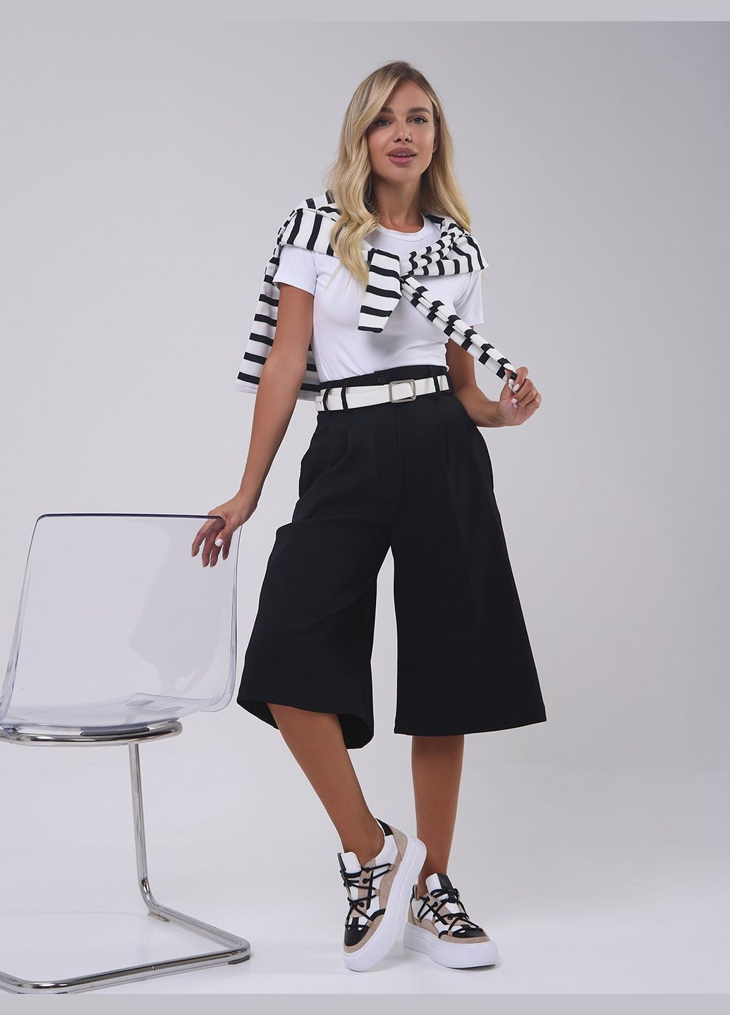 Трендовые котоновые кюлоты с защипами No Brand (328599239)