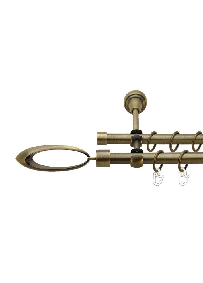 Карниз Венеція металевий дворядний відкритий гладка труба Антик 16\16 мм 200 см (7318512) ORVIT (300798785)