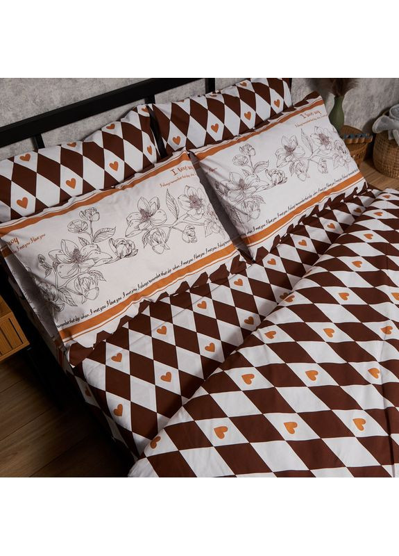 Комплект постельного белья Бязь Gold Люкс Полуторний 143х210 наволочки 2х70х70 (MS-820009397) Moon&Star Heart Patch (356113618)