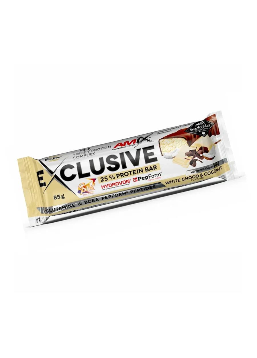 Батончик Exclusive Protein Bar білий шоколад - кокос 85 г Amix (361401688)