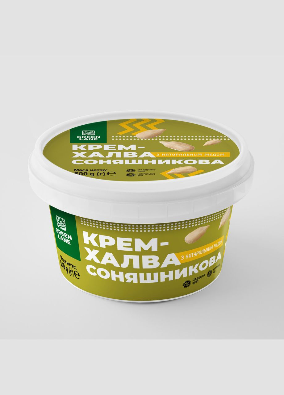 Паста из семян подсолнечника (крем-халва) с мёдом и морской солью 500 г., без добавленного сахара GREEN LANE (315351222)