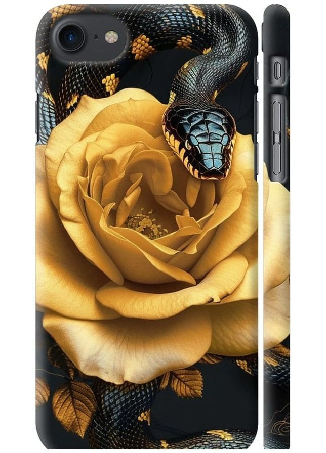 3D пластиковый матовый чехол 'Black snake and golden rose' для Endorphone Apple iPhone 8 (286765465)