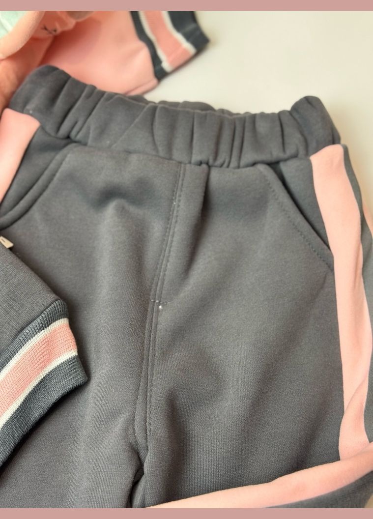 Комбінований зимовий утеплений костюм з зайчиком для дівчинки сірий 10660 No Brand