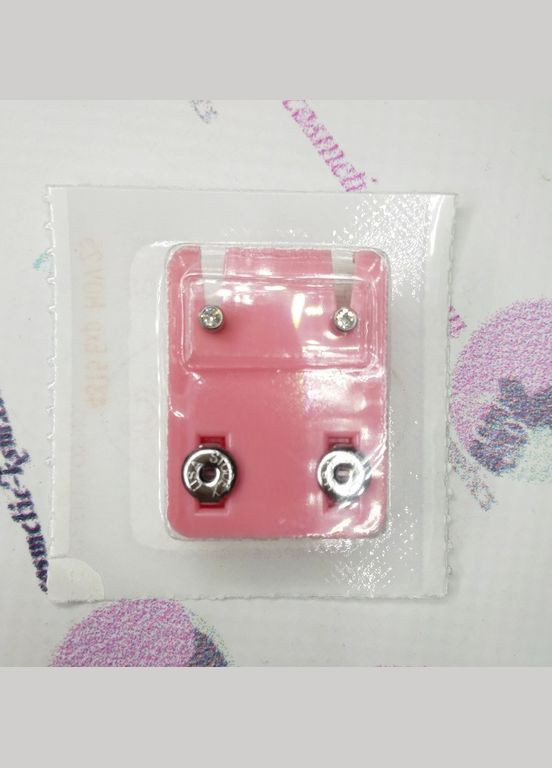 Сережки-гвоздики пусети міні завальцьовані срібло, прозорий камінь гірський кришталь, 2 мм M204W STUDEX (325452728)