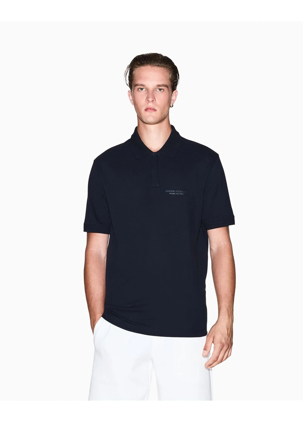Темно-синяя футболка-поло для мужчин Armani Exchange с логотипом