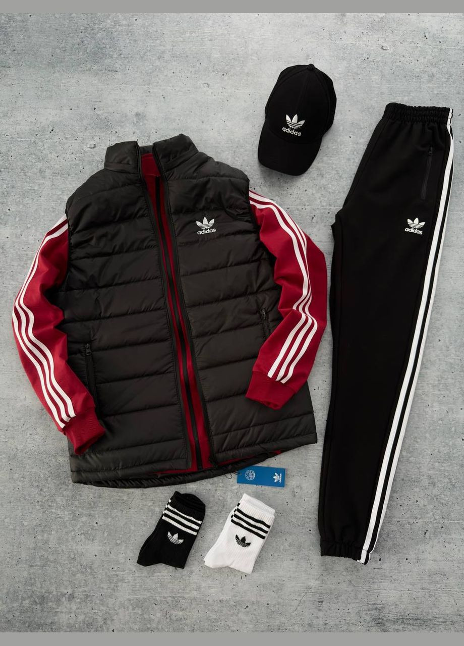 Червоний демісезонний 6 в 1 комплект : жилет + кофта + штани + кепка + 2 пари шкарпеток преміум якість No Brand