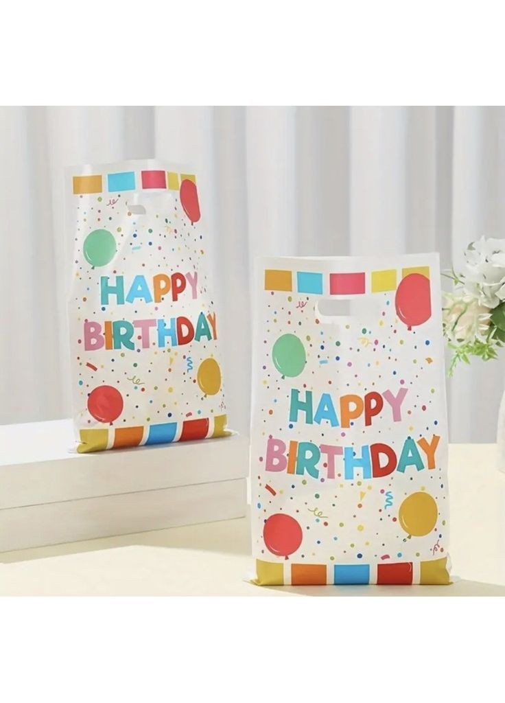 Пакети подарункові дитячі поліетиленові для солодощів смаколиків з днем народження 25*16,5 см. 10шт No Brand (370203232)
