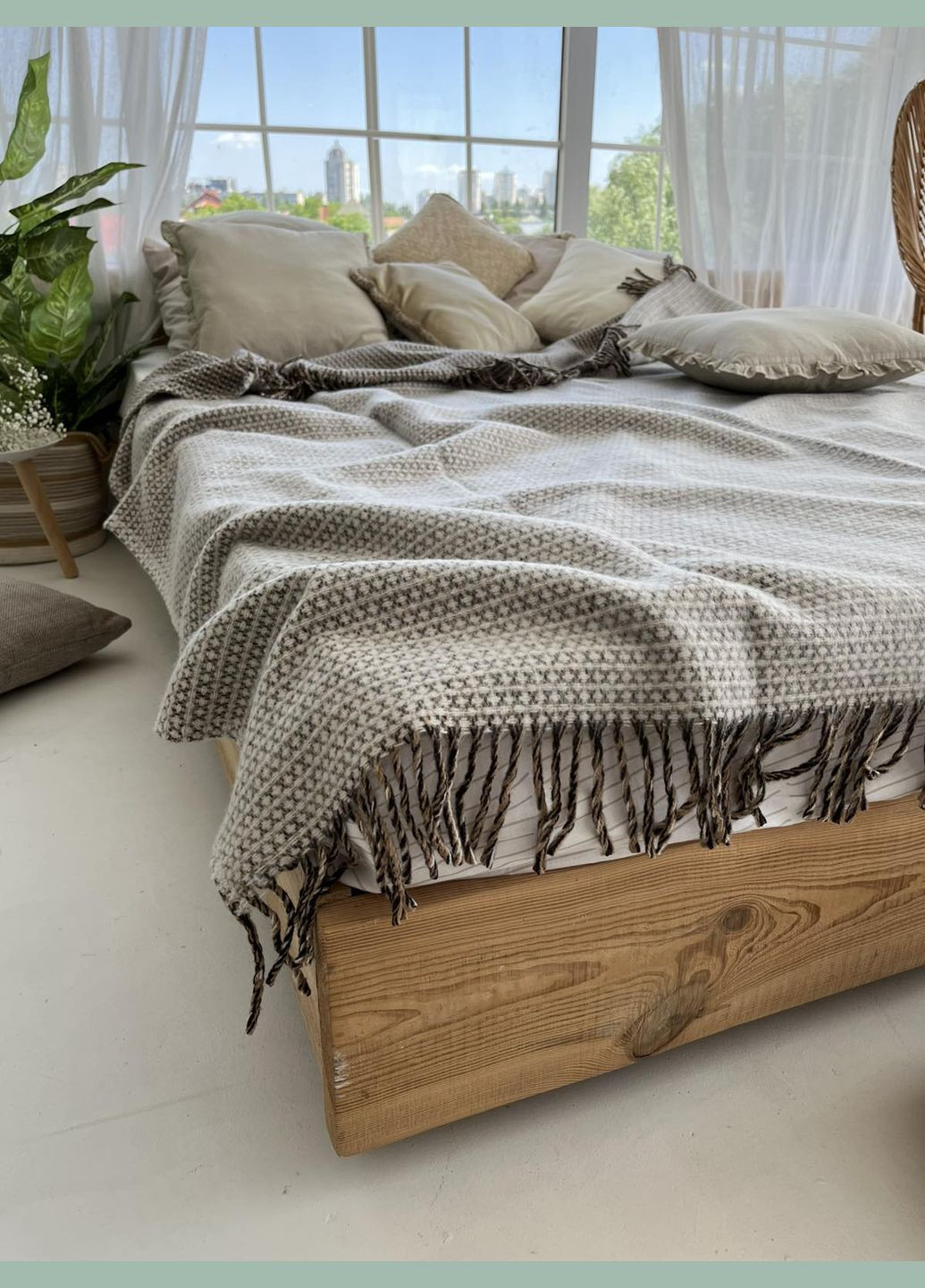 Плед шерстяний Wool бежевого кольору 140х200 смПлед шерстяний Wool бежевого кольору 140х200 см ZEINTEX (311221863)
