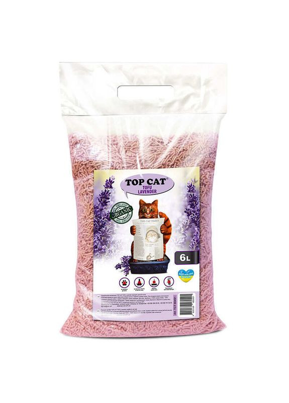 Наполнитель соевый Лаванда для кошачьего туалета Тофу Lavender - 6 л / 2,6 кг Top Cat (327055009)