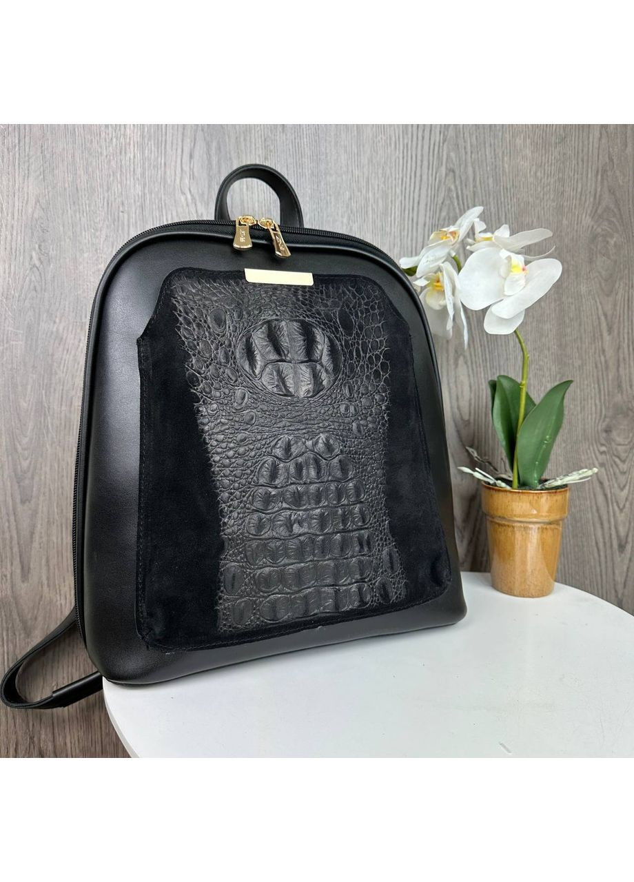 Женский городской Черный натуральна замша (1419ДКч) No Brand рюкзак (362577379)