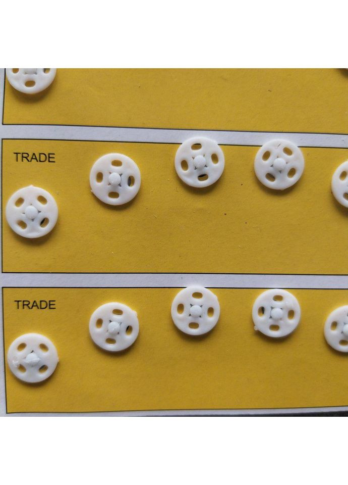 D=10 мм, пришивні кнопки для одягу 24шт пластик колір білий Plus-plus (354798495)