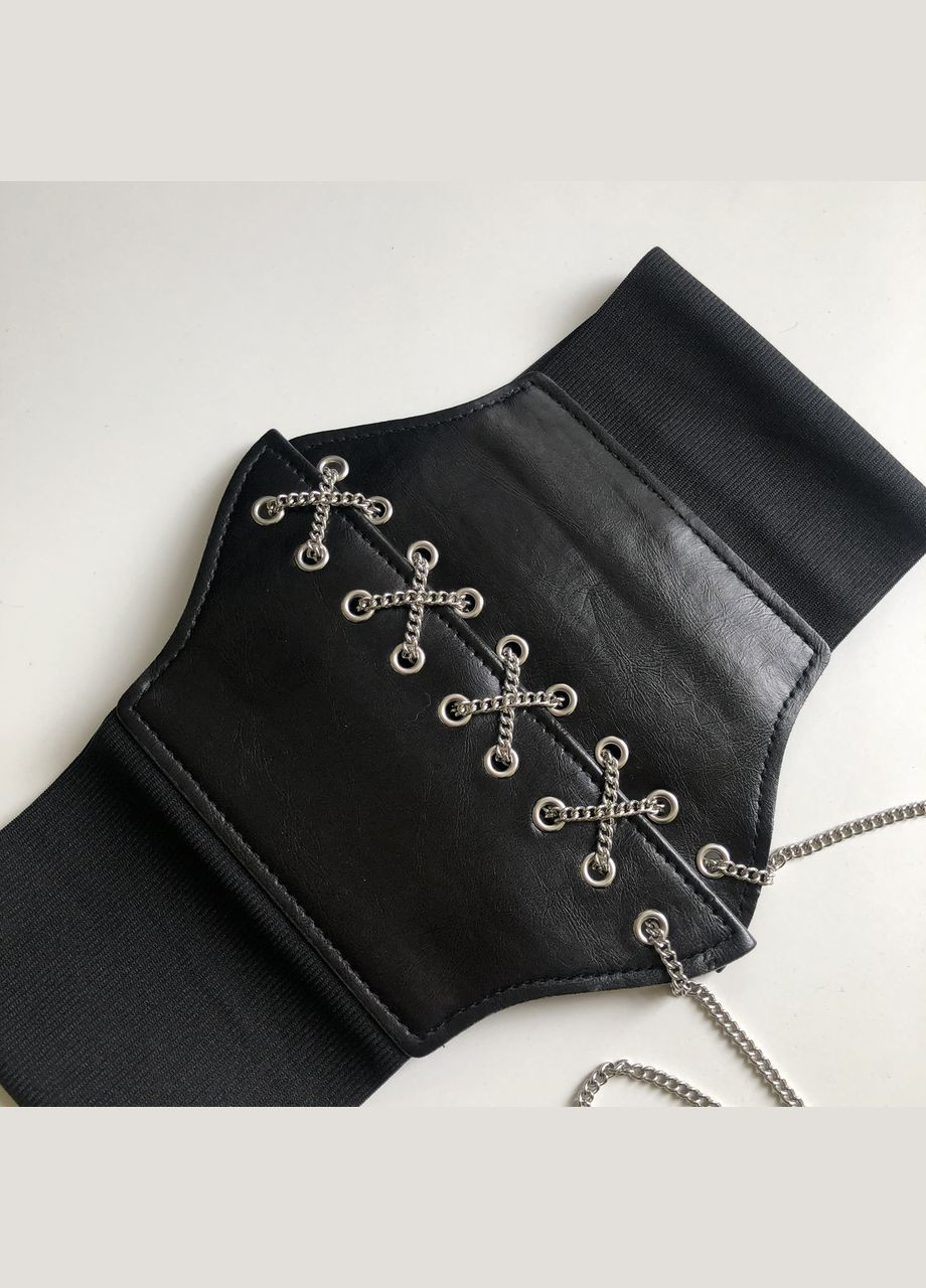 Широкий пояс з метеликами ремінь поясок One Size чорний (16-3) No Brand (308999929)