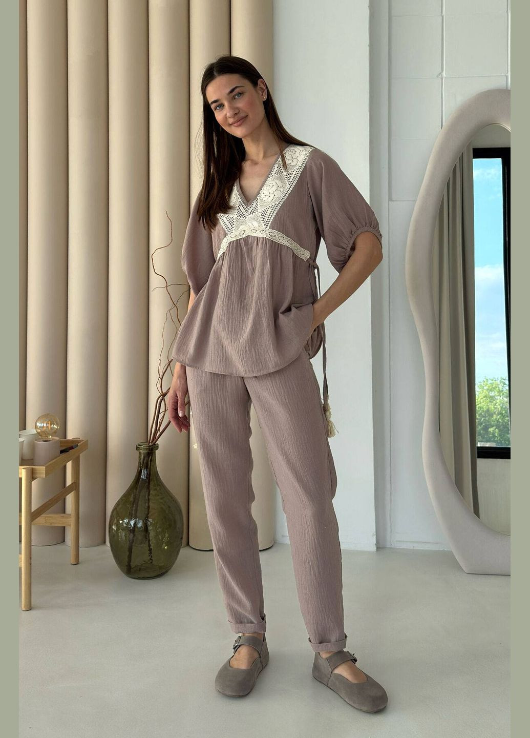 Кофейная блуза Nenka