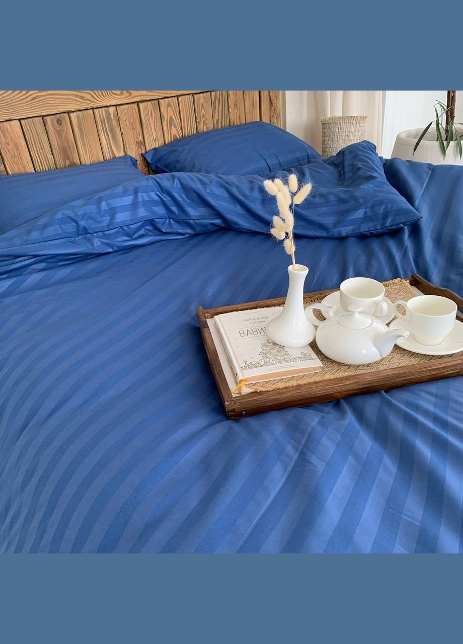 Сімейний КПБ мікро страйп сатин "Волошковий" (145х210, 70х70) Glav Textile (297365394)