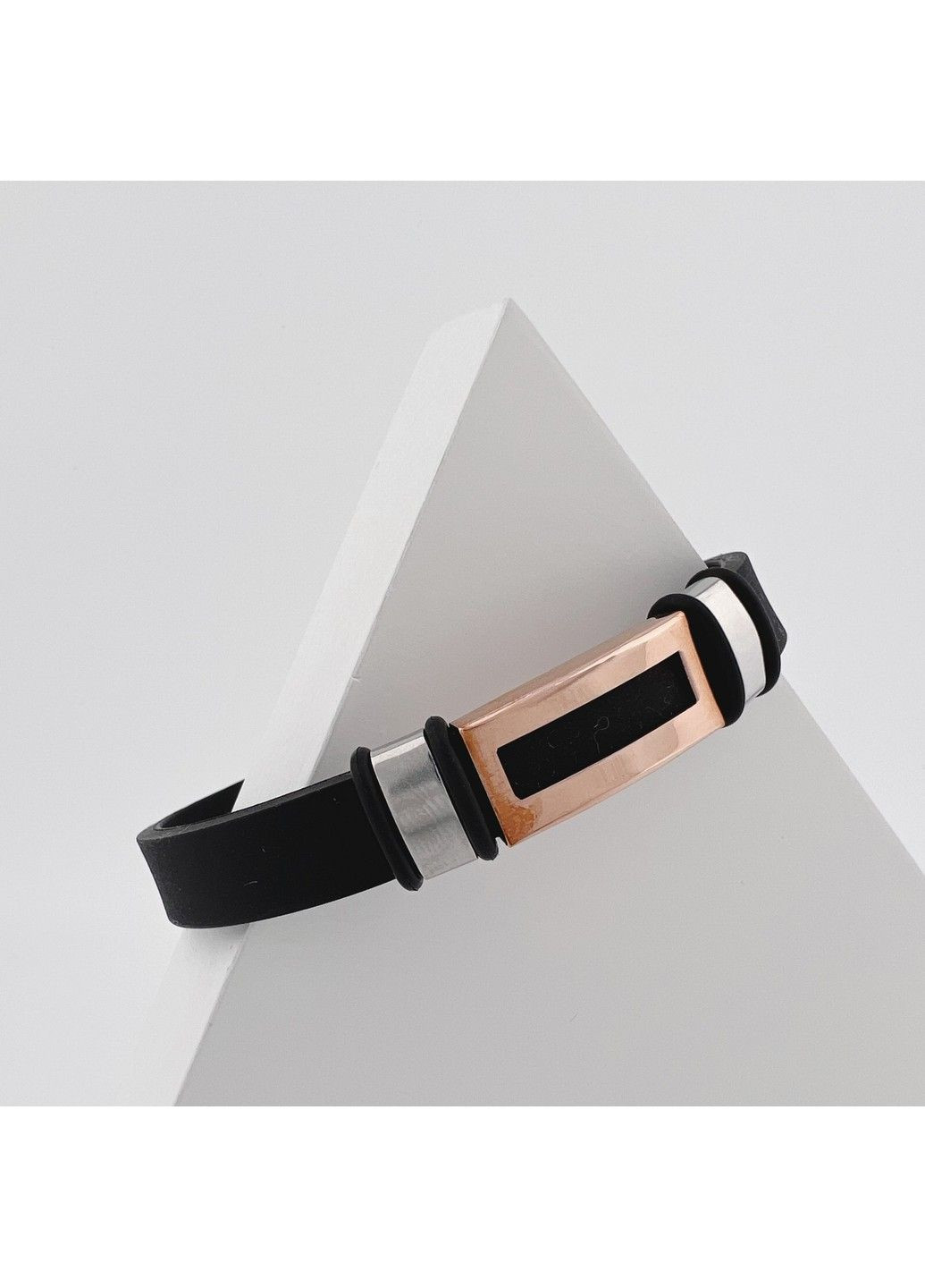 Браслет з медичної сталі на силіконовому ремінці 20см BSS-035 No Brand (299486507)