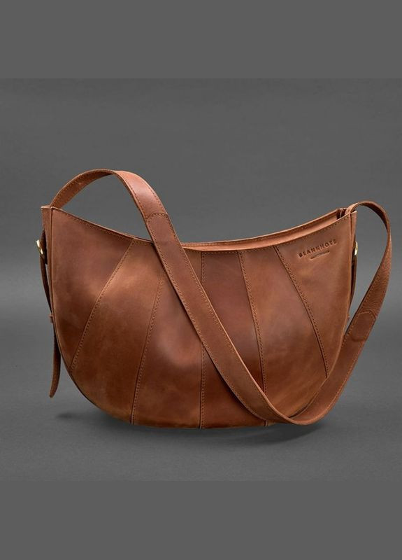 Жіноча шкіряна сумка через плече Круасан світло-коричнева BlankNote (302009110)