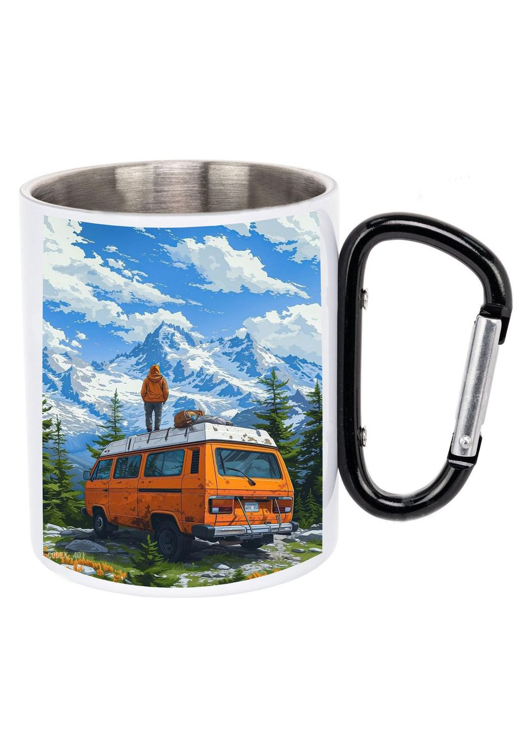 Кружка металлическая с карабином (black) туристическая 300 мл #0094 белая No Brand (316120779)