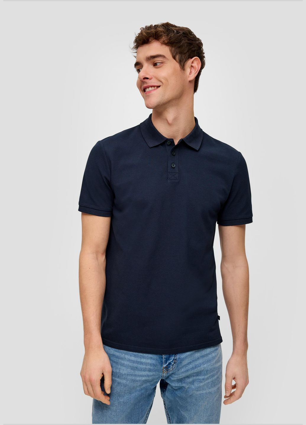 Синяя футболка-поло для мужчин S.Oliver однотонная