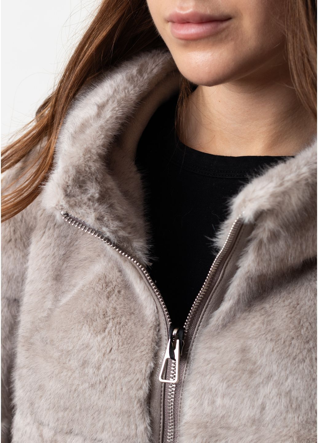 Серо-бежевый зимний Пуховик MissLynx