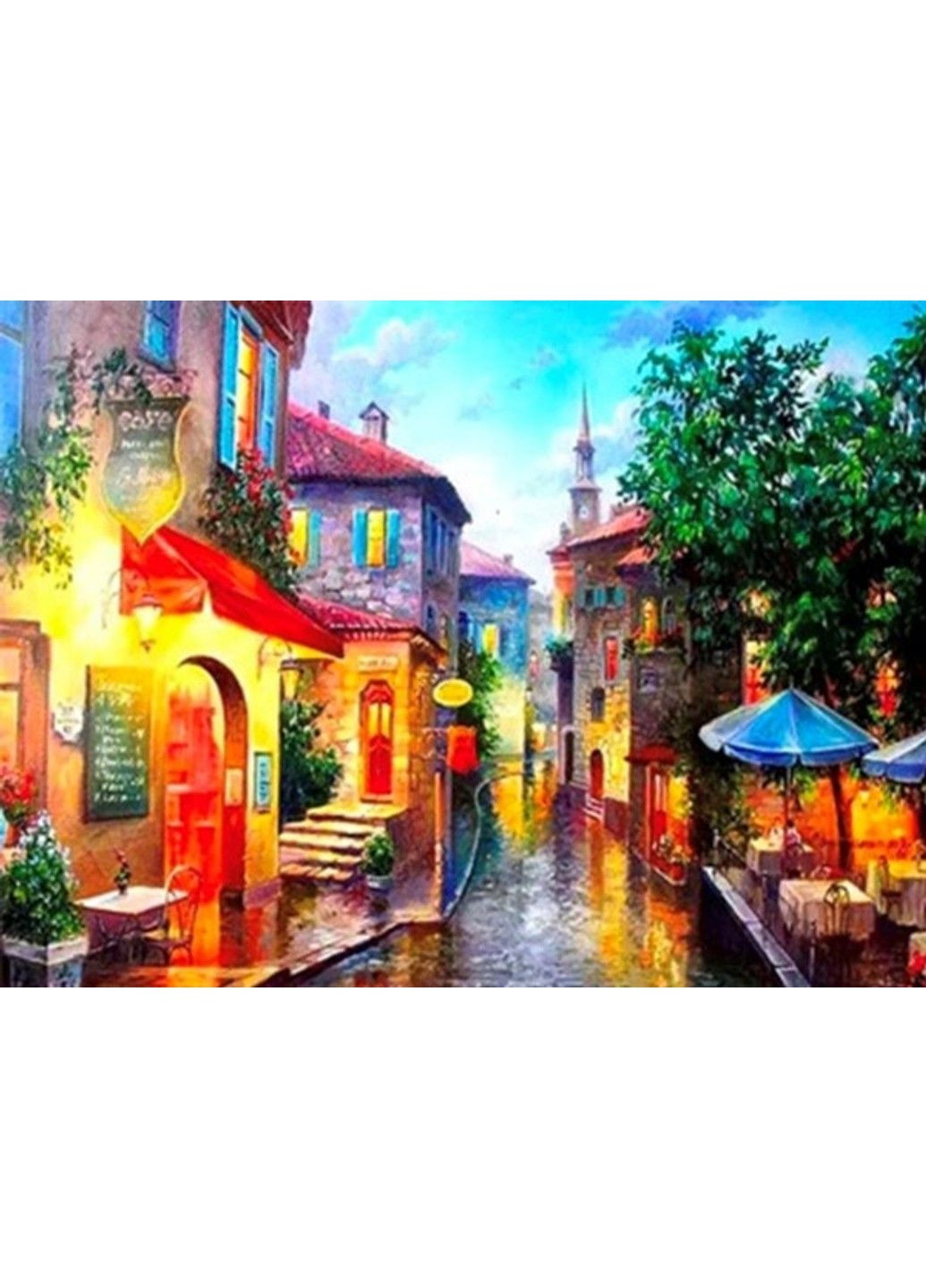 Алмазна мозаїка вишивка Вечірня вулиця на підрамнику повна 30х40 см 189282 No Brand (332208325)