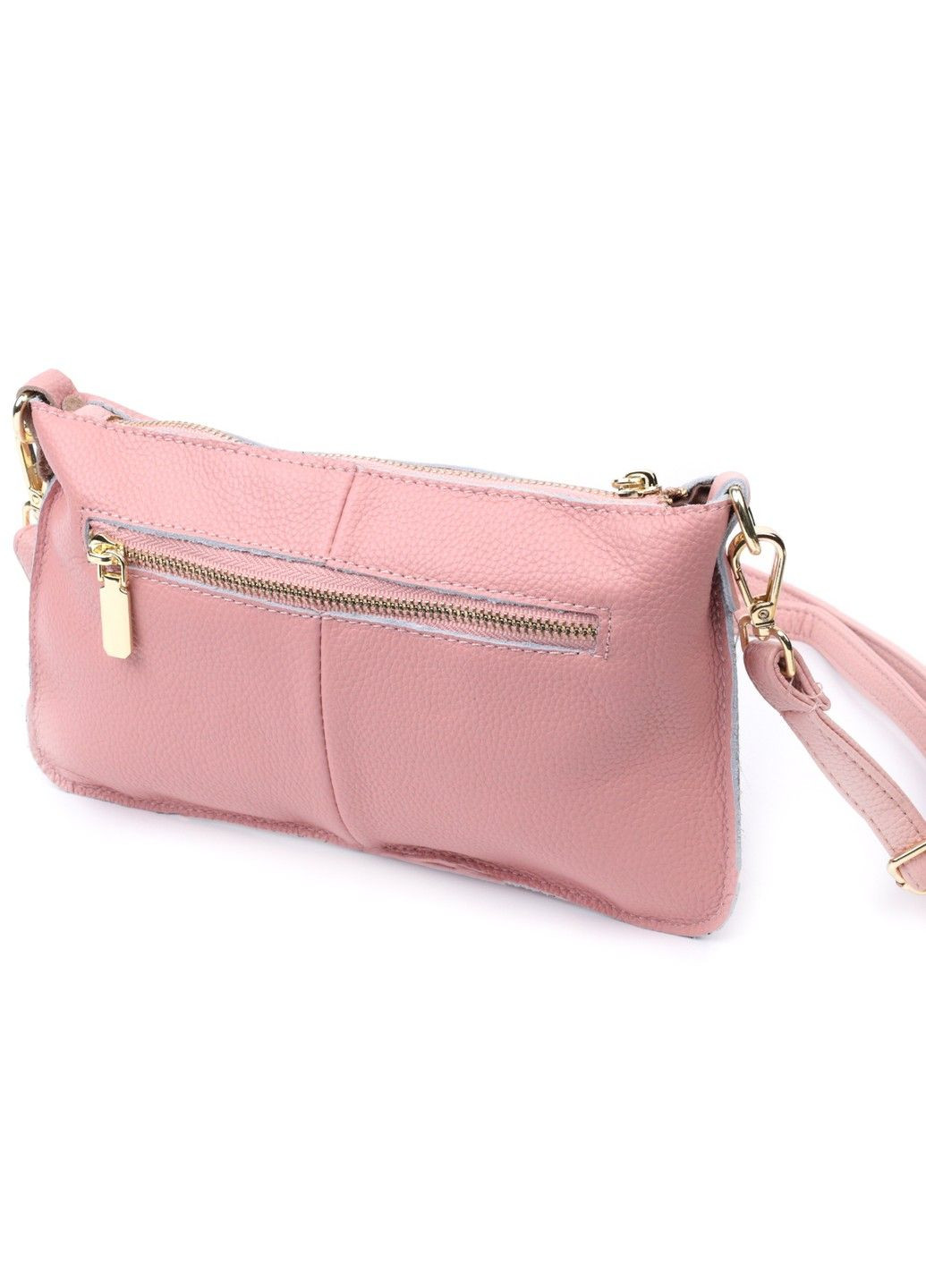 Красива жіноча сумка-клатч з двома ременями з натуральної шкіри 22644 Рожева Vintage (297957419)