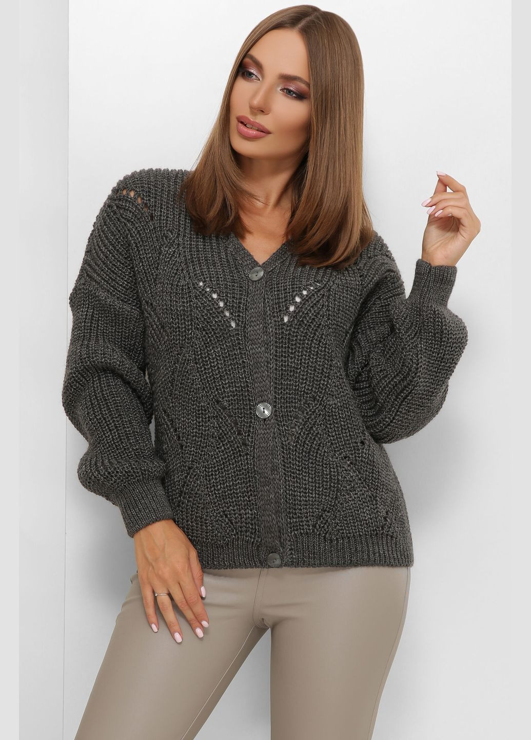 Жіноча в'язана кофта на гудзиках (-kofta-197) MarSe (334893288)