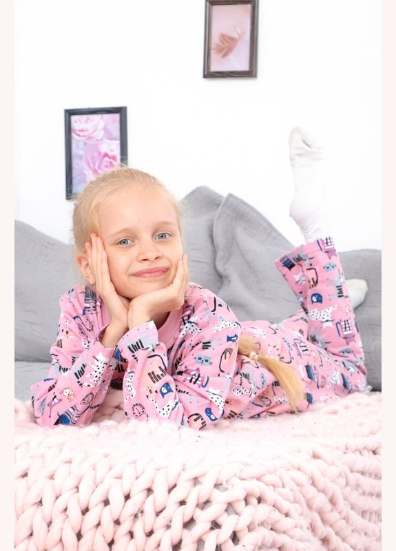 Темно-розовая зимняя пижама для девочки (теплая) (p-4053) Носи своє