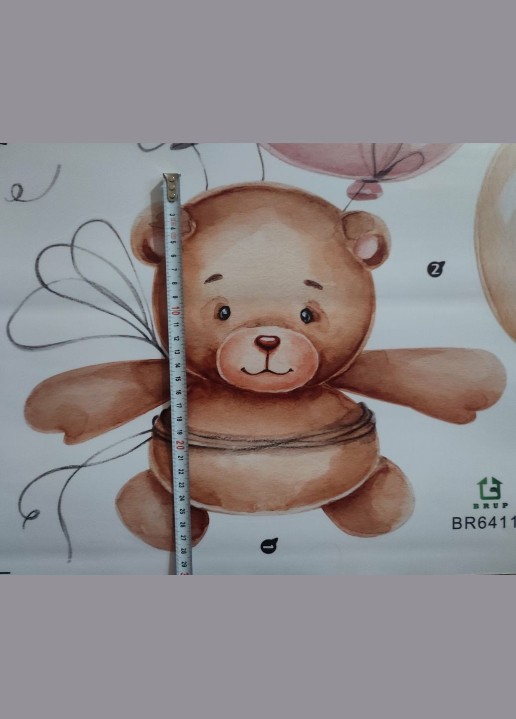 Вінілова наклейка на стіну в дитячу Ведмедик на повітряних кульках (лист 45 х 60 см) Б194-24 No Brand (302241984)