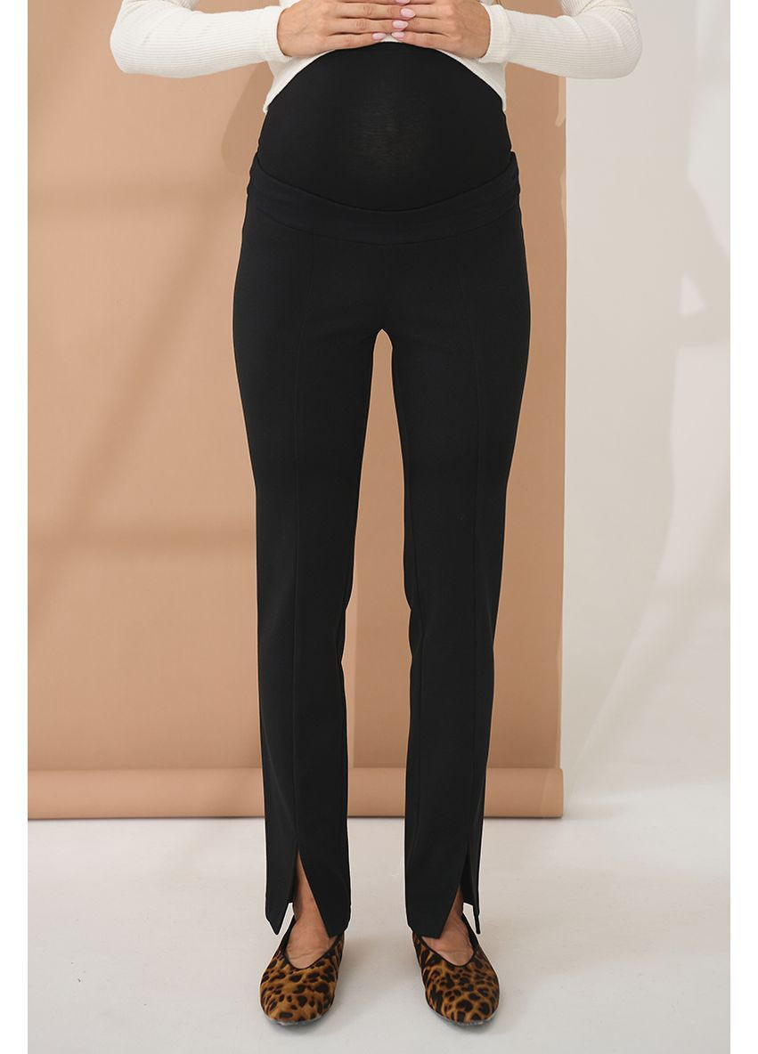 Брюки-лосины для беременных черные из плотного теплого трикотажа Юла мама (365957018)