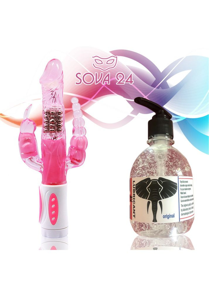 Вибратор Pretty Bunny для тройной стимуляции с лубрикантом для женщин No Brand (340914664)