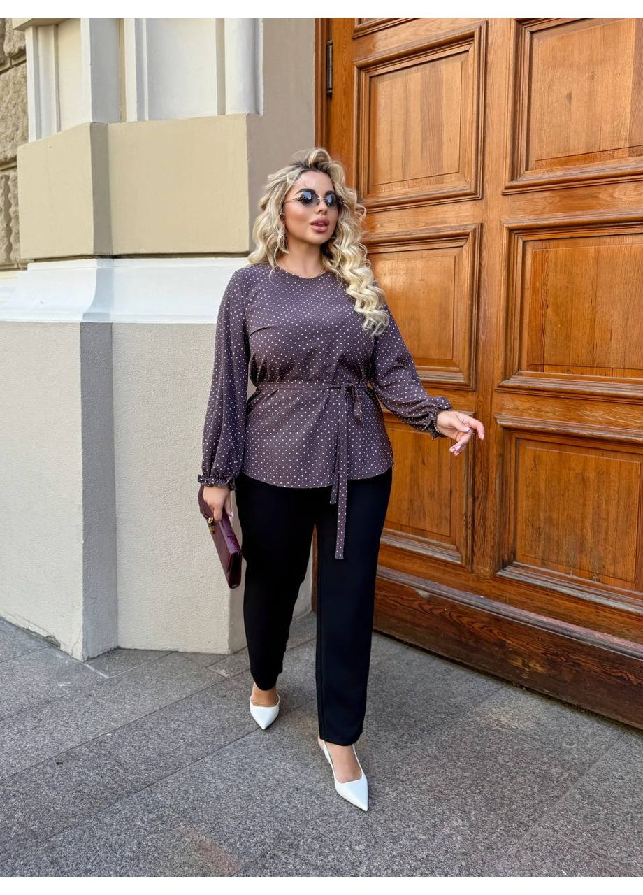 Жіночий костюм двійка: блузка з принтом та брюки вільного крою MonCher (351636780)