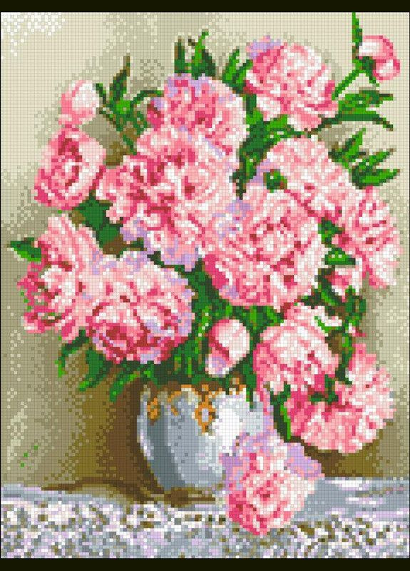 Алмазна вишивка 30х40 Ажурні піони АМС-124 ColorArt (299772480)