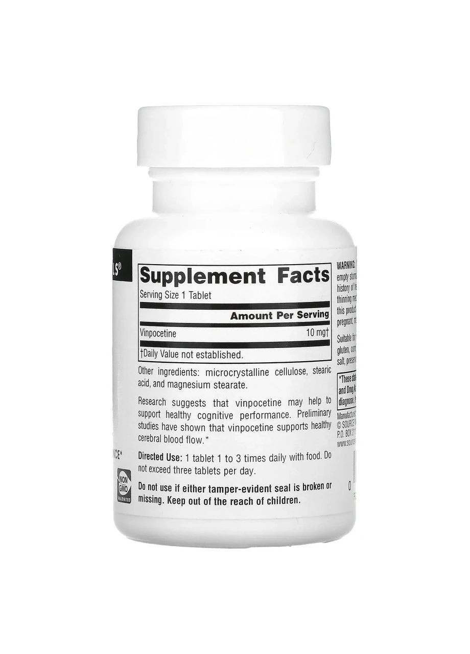 Вітаміни для мозку Vinpocetine 10 мг 120 таблеток Source Naturals (361116455)