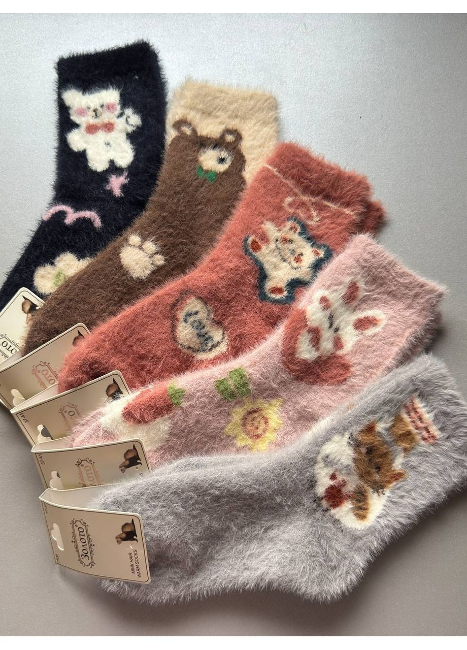 Комбинированные 5 пар очень хорошие теплые пушистые нежные к телу носки Золото (372504016)