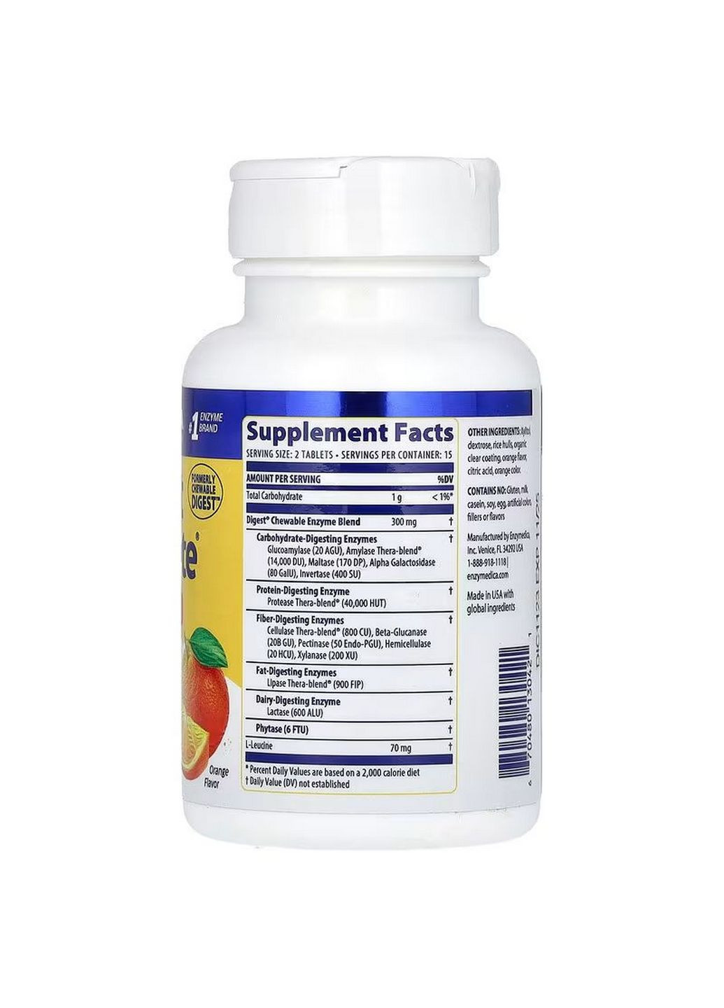 Натуральная добавка Digest Complete, 30 жевательных таблеток Апельсин Enzymedica (293338781)