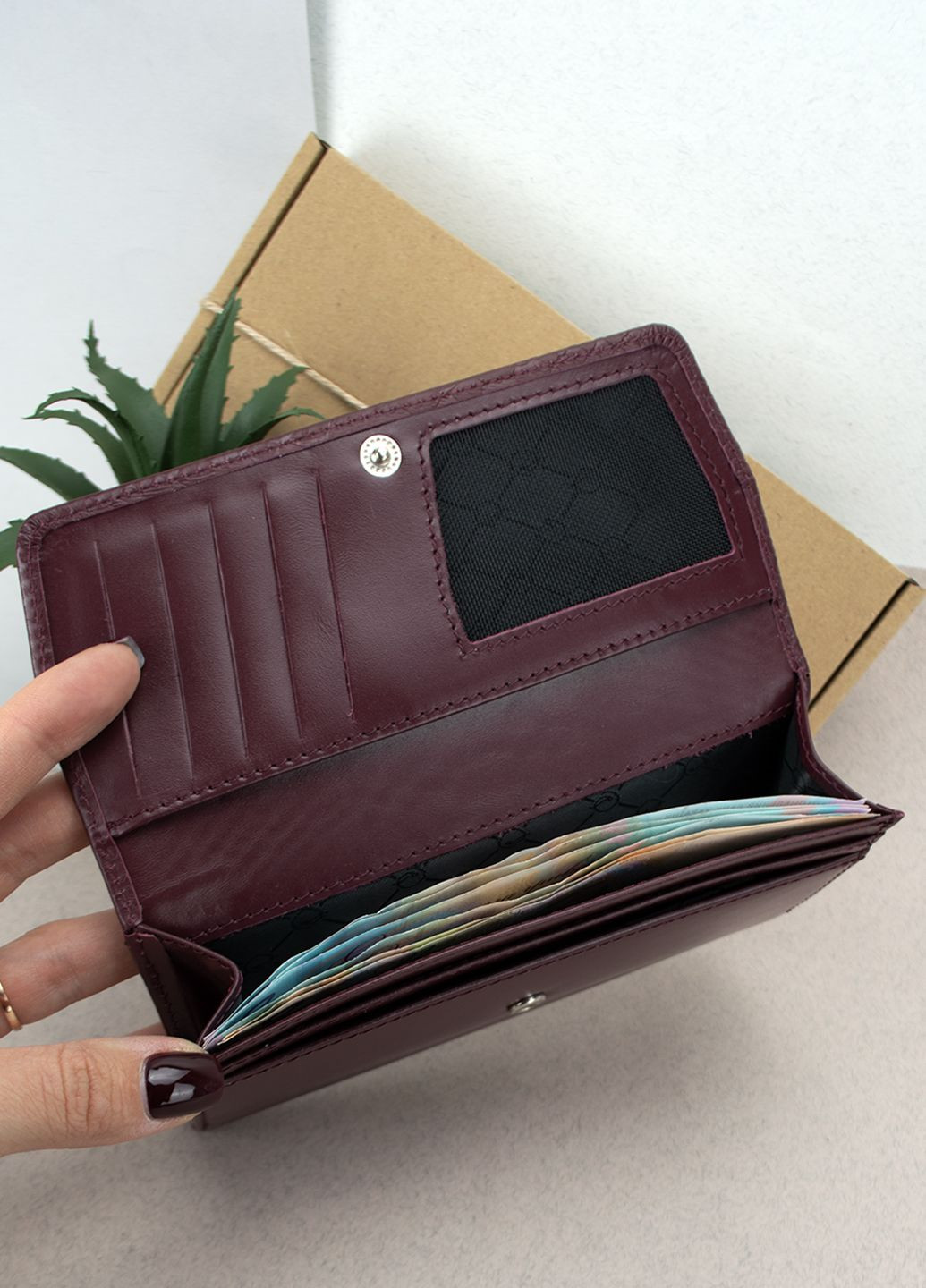 Подарочный женский набор №92: кошелек Leona + обложка на паспорт + ключница (бордовый питон) HandyCover (283323783)