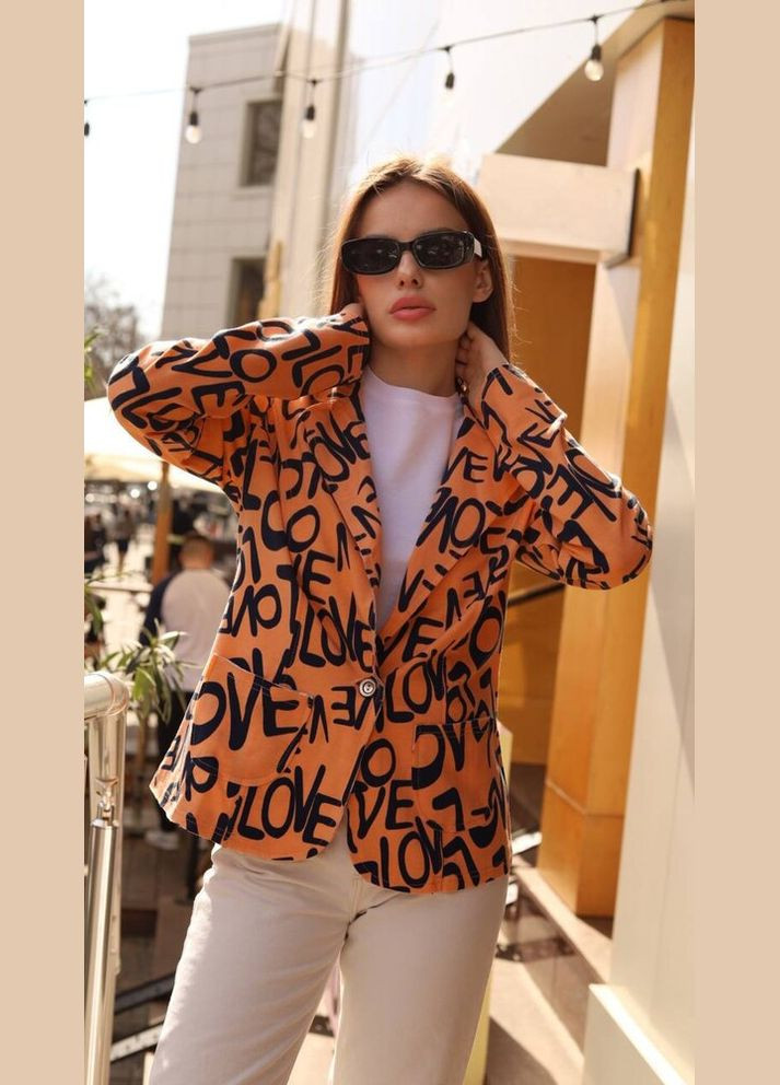 Жіночий демісезонний трикотажний помаранчевий піджак 42, 44, 46рр Fabregas (338258067)