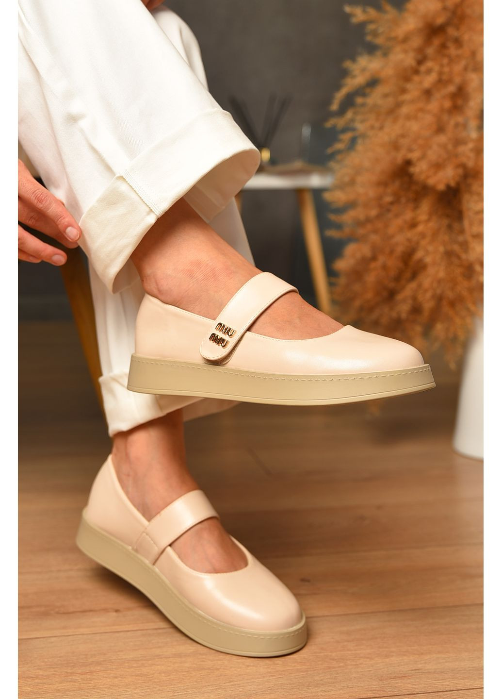 Let's Shop Лофери жіночі бежевого кольору лофери бежевий з штучна шкіра, україна — демісезон (353848879)