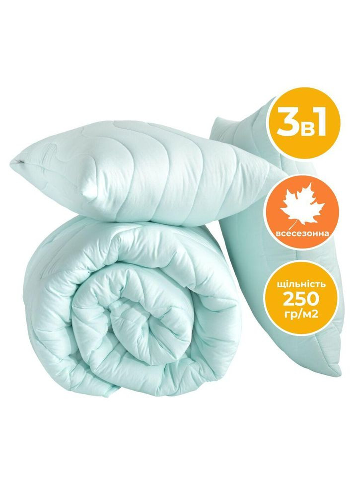 Набор Tropical евро одеяло 200х220 см + подушка 2 шт 50х70 см мята антиалергенный IDEIA (367726583)