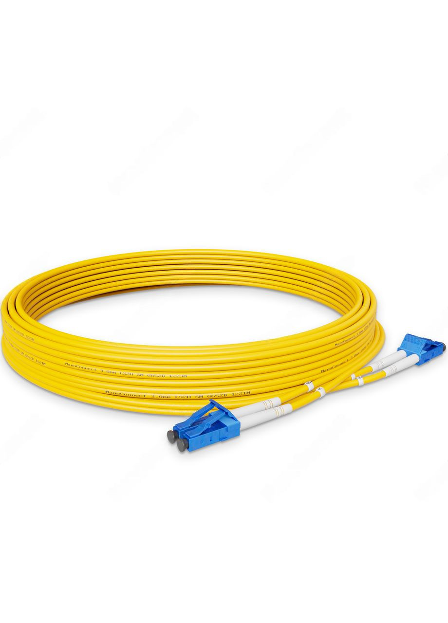 Патч-корд оптичний LC/UPC-LC/UPC Жовтий LSZH, Singlemode G.657.А2 (SM) Flex, Duplex, 2мм - 15 м NanoConnect (299337837)