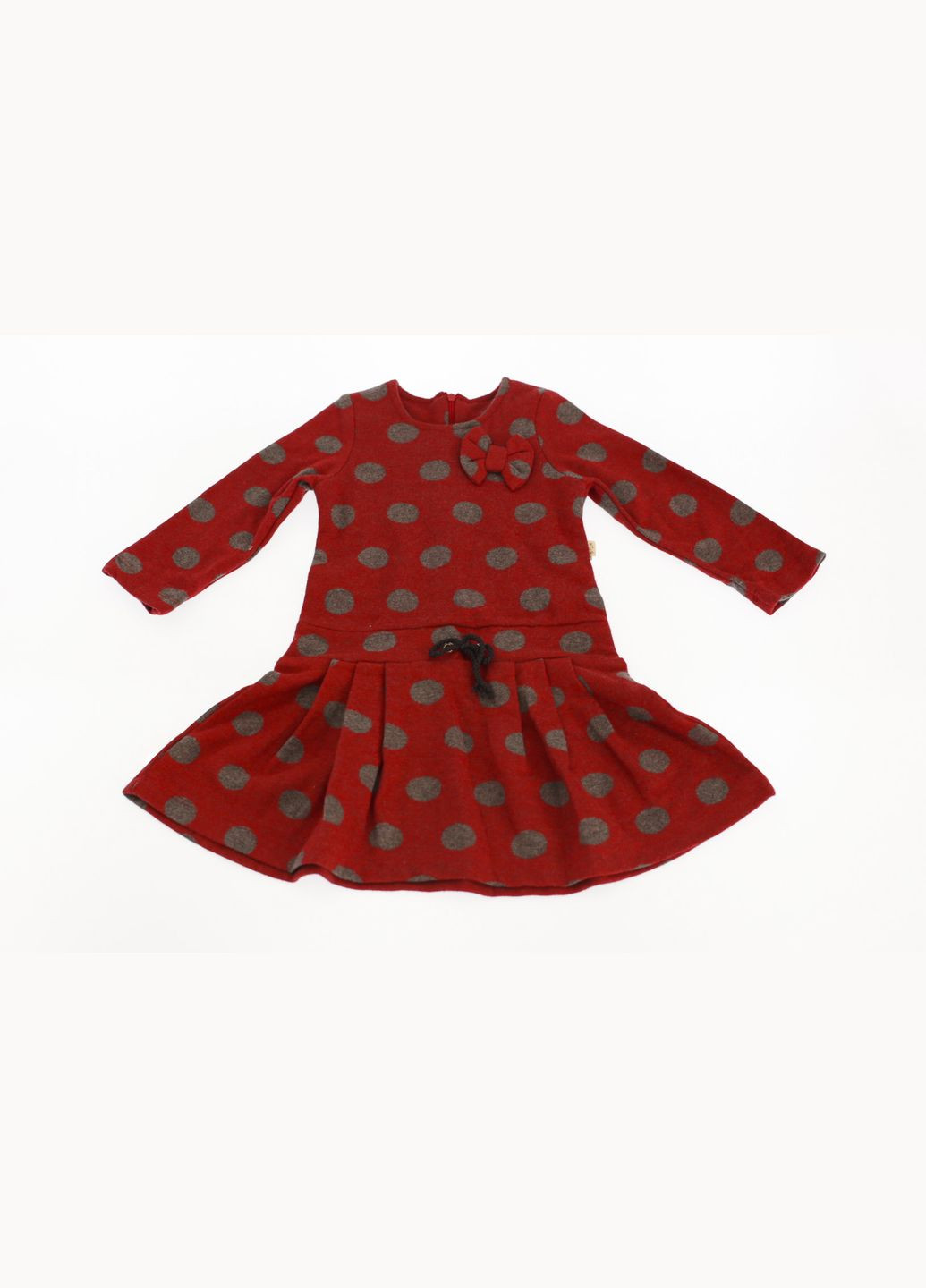 Красное платье с длинным рукавом флисовое горошек красное 122 см (35118) BABYKROHA (323469288)