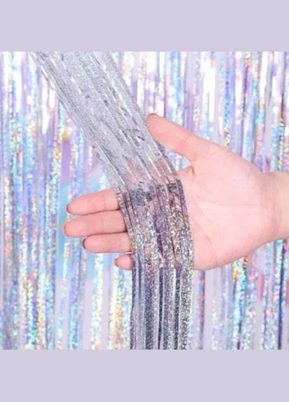 для фотозони з голограмою прикраса 245 см на 92 см сріблястий Jannet Дощик (316580318)