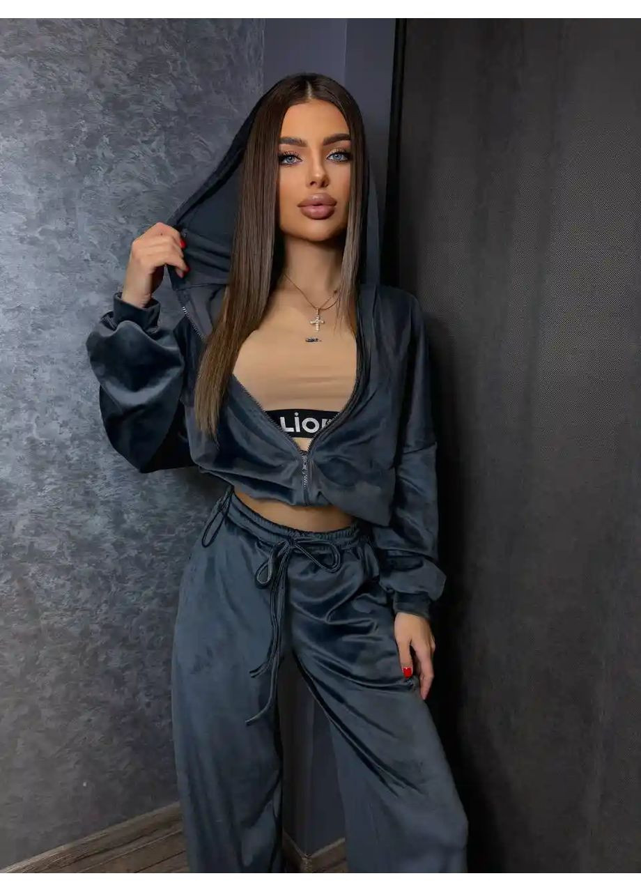 Велюровий костюм жіночий смарагдовий No Brand (362085423)