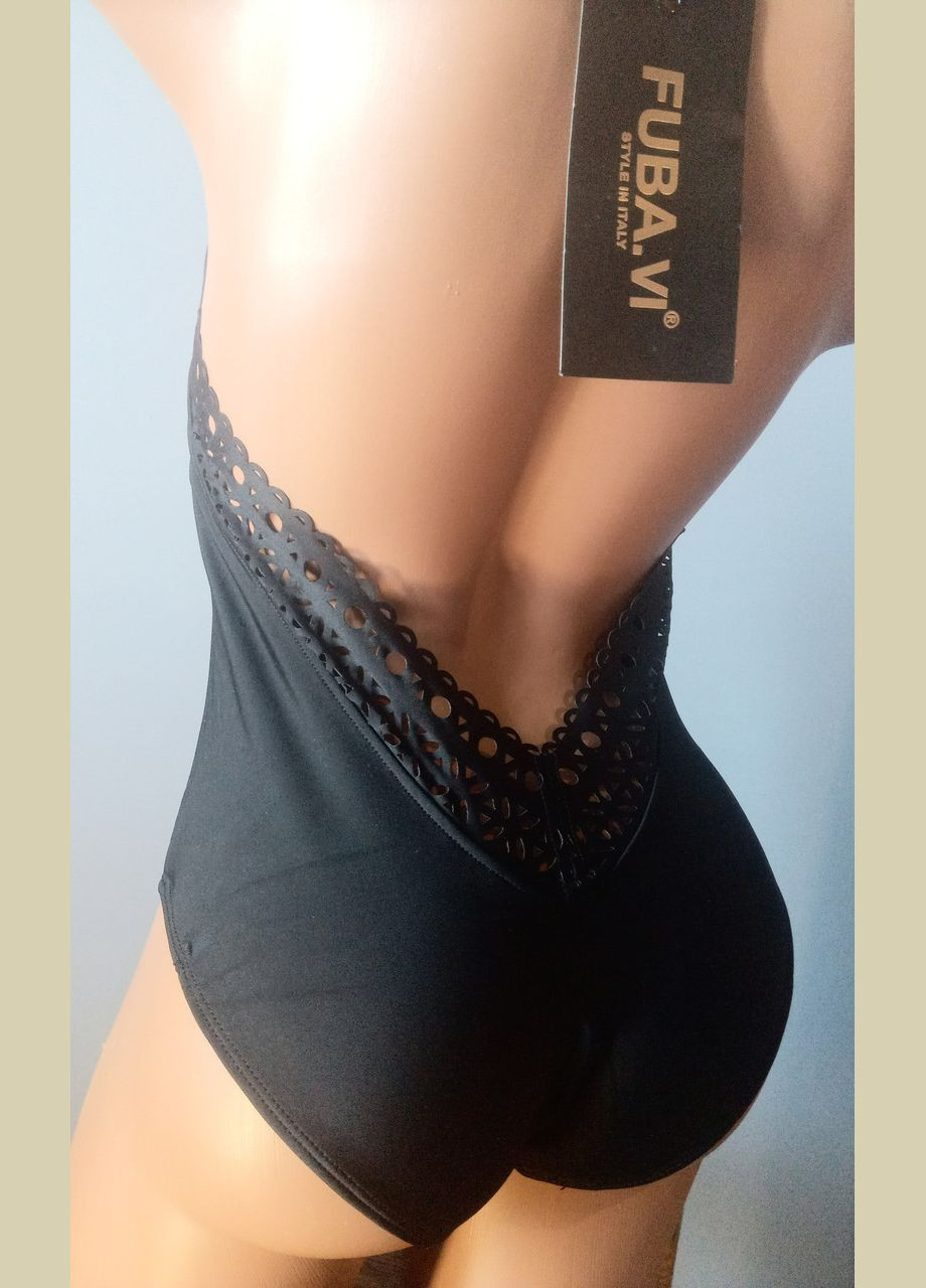 Черный летний женский закрытый купальник халтер FUBA