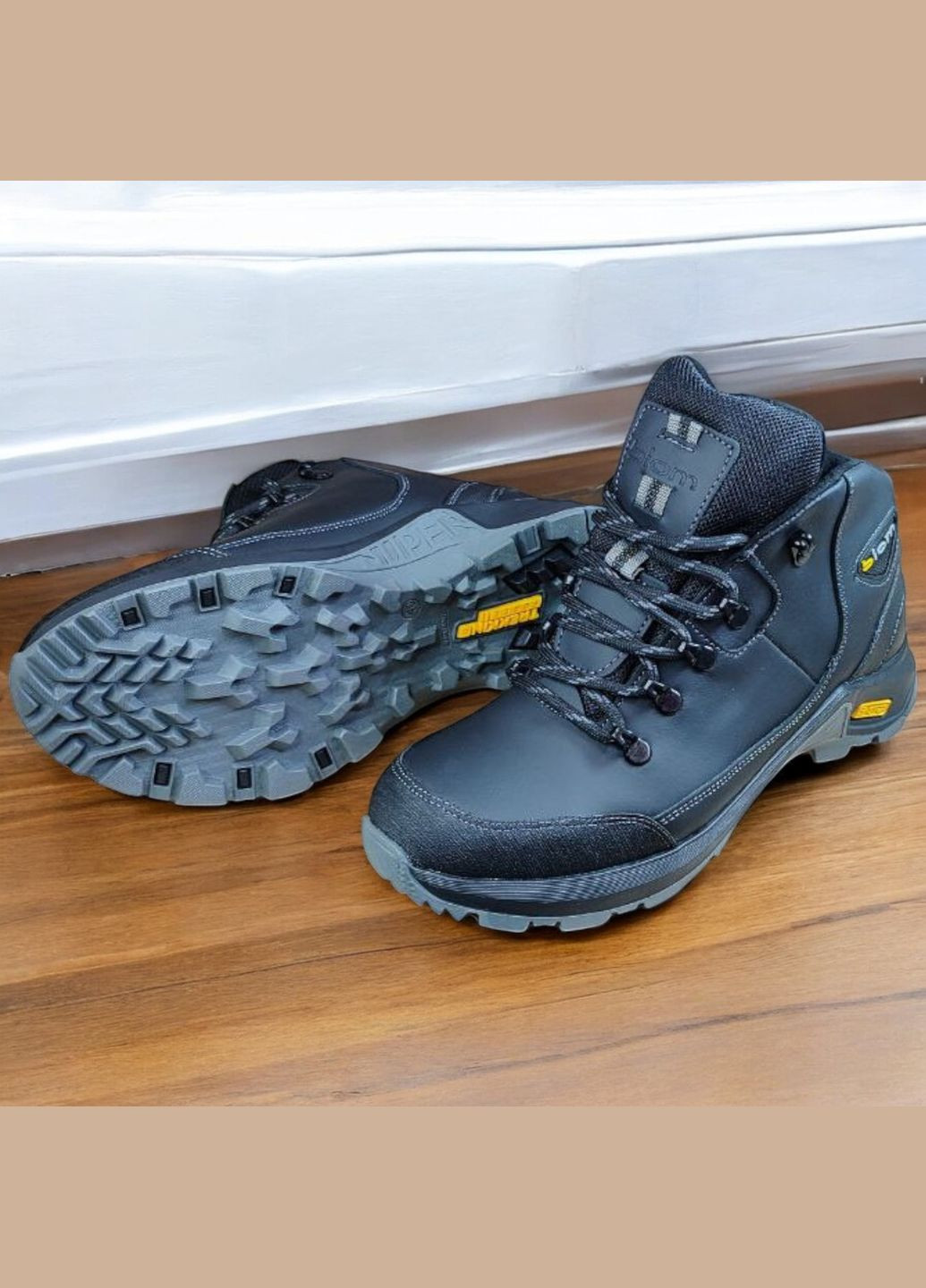 Зимові шкіряні черевики, кросівки чоловічі чорні утеплені з натуральної шкіри на хутрі зиму 40-45 No Brand (308249527)