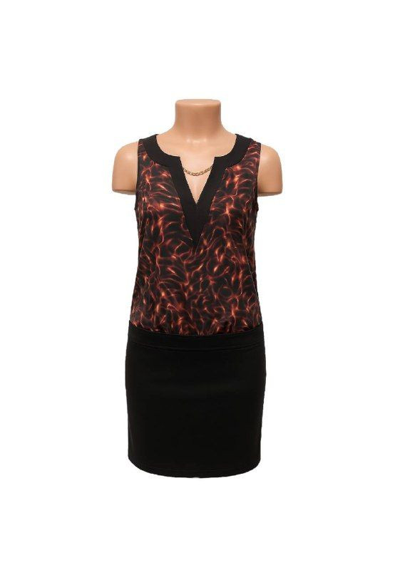 Черное повседневный платье черно-коричневый Mosquitos с абстрактным узором