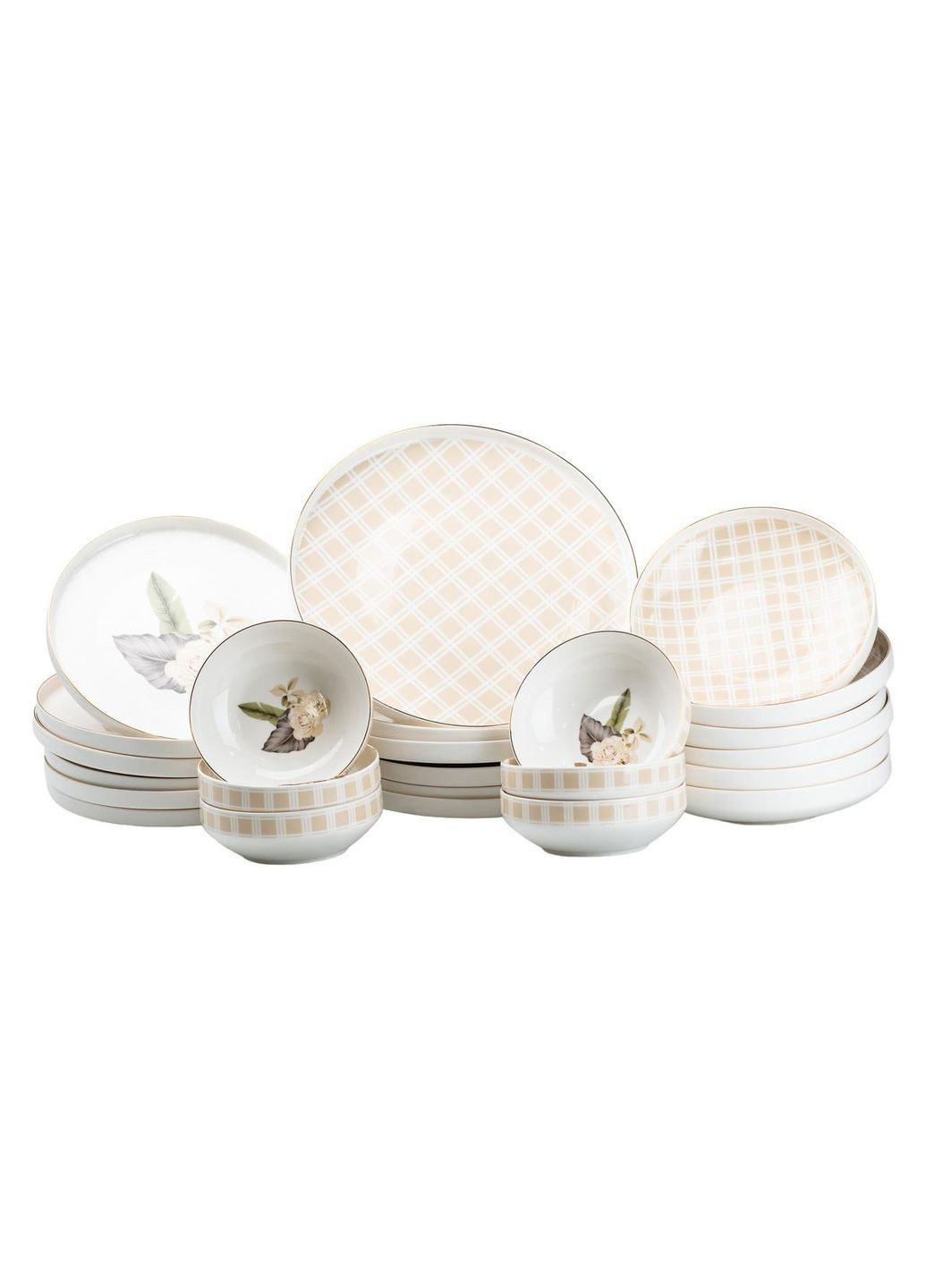 Столовый сервиз на 6 персон фарфоровый розовый HP23414 TS Kitchen (368767259)