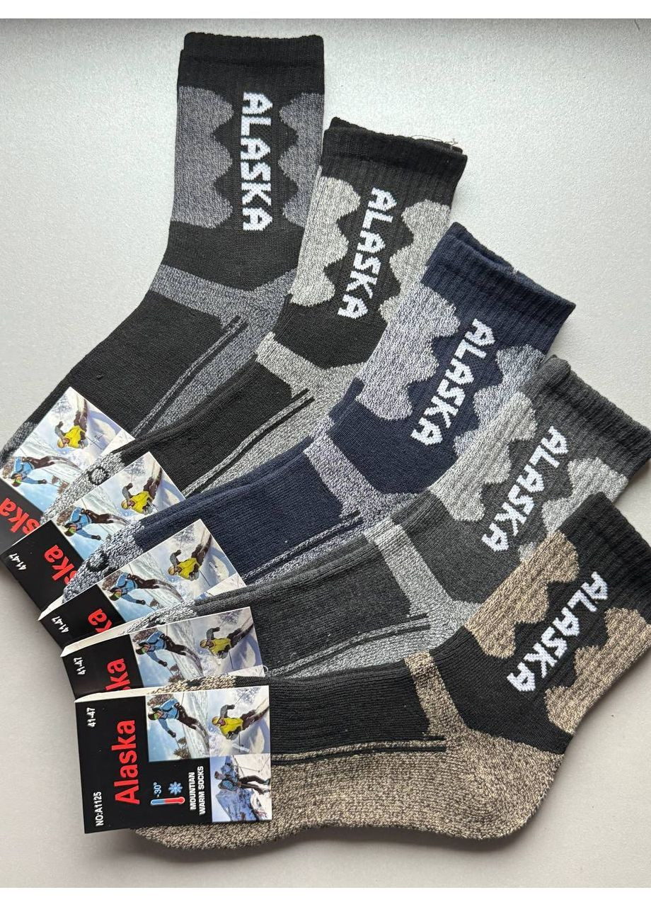 Комбинированные 5 пар теплые махровые котоновые качественные носки Alaska (364486293)